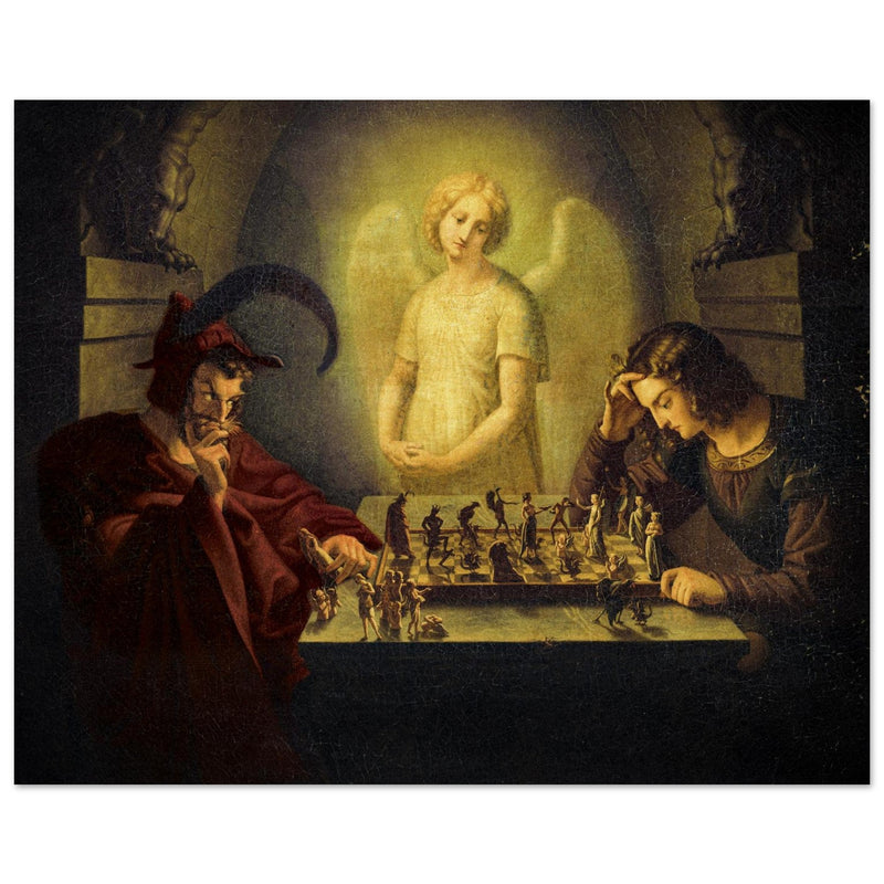 The game of life or The Chess Players attributed to  Moritz Retzsch . Man playing chess against the devil.