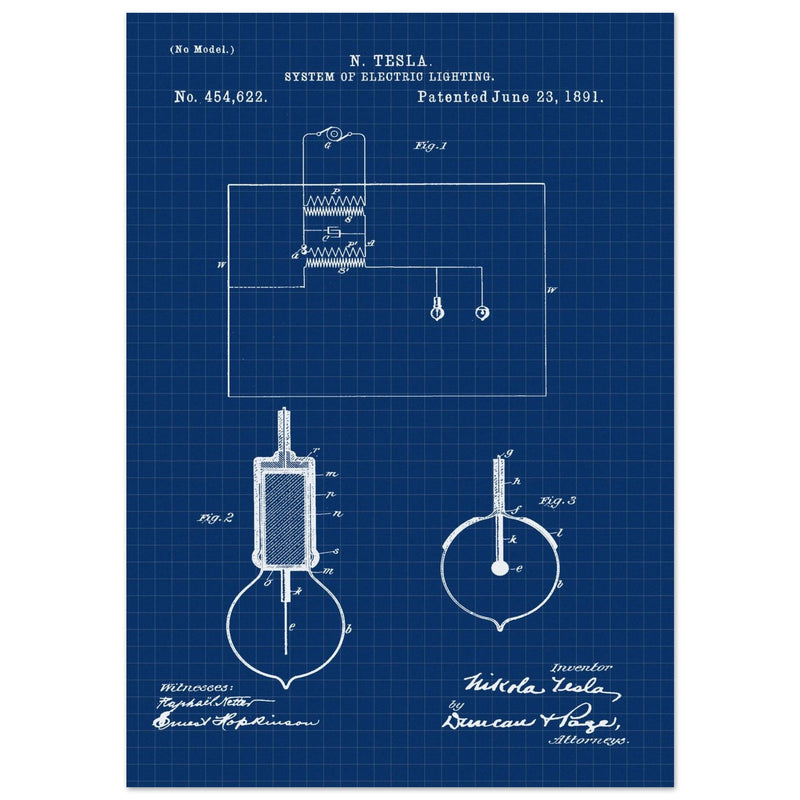 Electric Lighting patent  by Nikola Tesla.