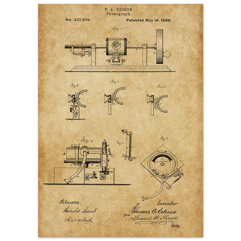 The Phonograph patentby Thomas Alva Edison. Patent 227679