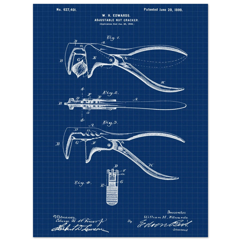 Vintage Adjustable Nut Cracker patent by William H. Edwards.
