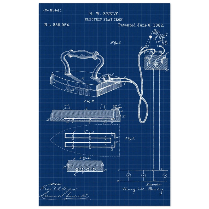 Electric Flat Iron patent by Henry W. Seeley Patent 259.054
