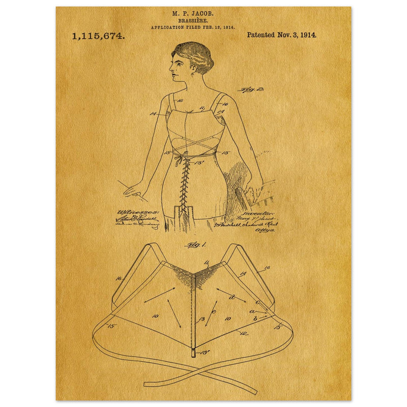 Brassiere patent drawing by M P Jacob.