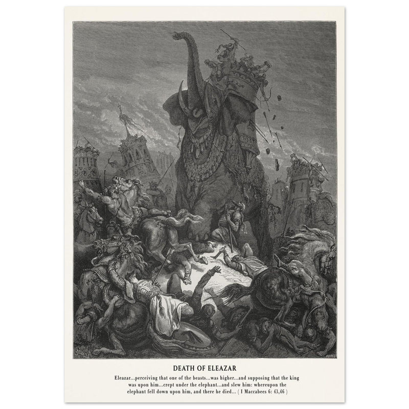 Gustave Dore The Bible engraving print . Death of Eleazar illustration .