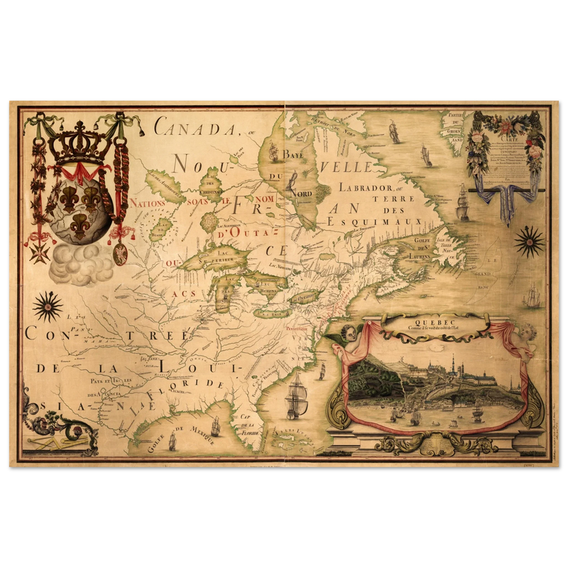 North America map. Canada, ou Nouvelle France by Jean-Baptiste Louis Franquelin