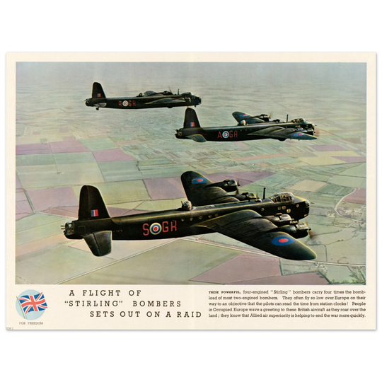 A Flight of "Stirling" Bombers out on a Raid
