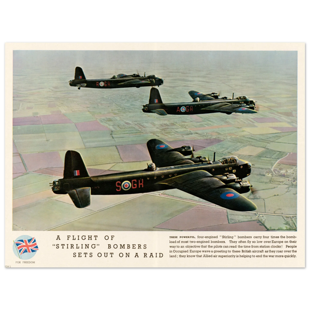 A Flight of "Stirling" Bombers out on a Raid
