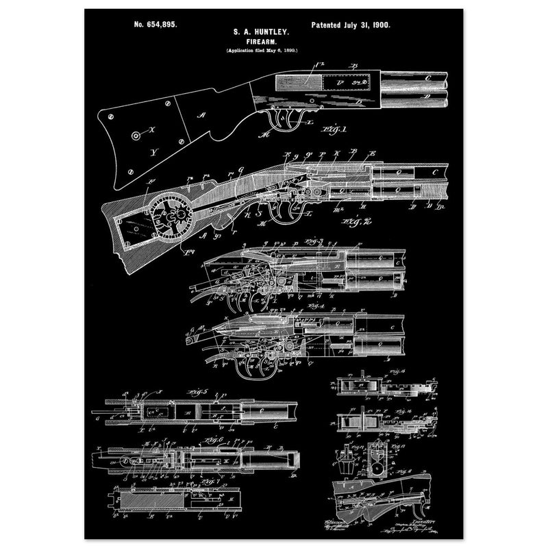 Firearm historic patent 1900. Matte paper