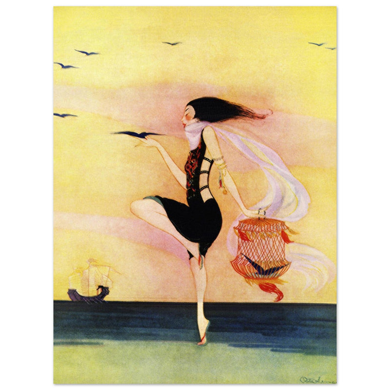 Rita Senger  illustration for fashion magazine cover. Woma at the beach .