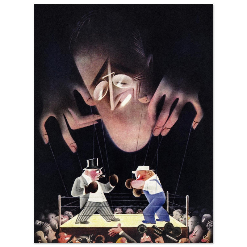 Paolo Garretto American Puppet Show vintage illustration for cover magazine.