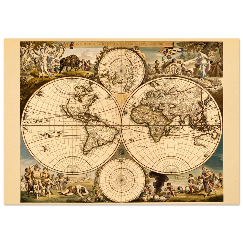 Ancient world map. Nova orbis tabvla in lvcem edita by Frederik de Wit