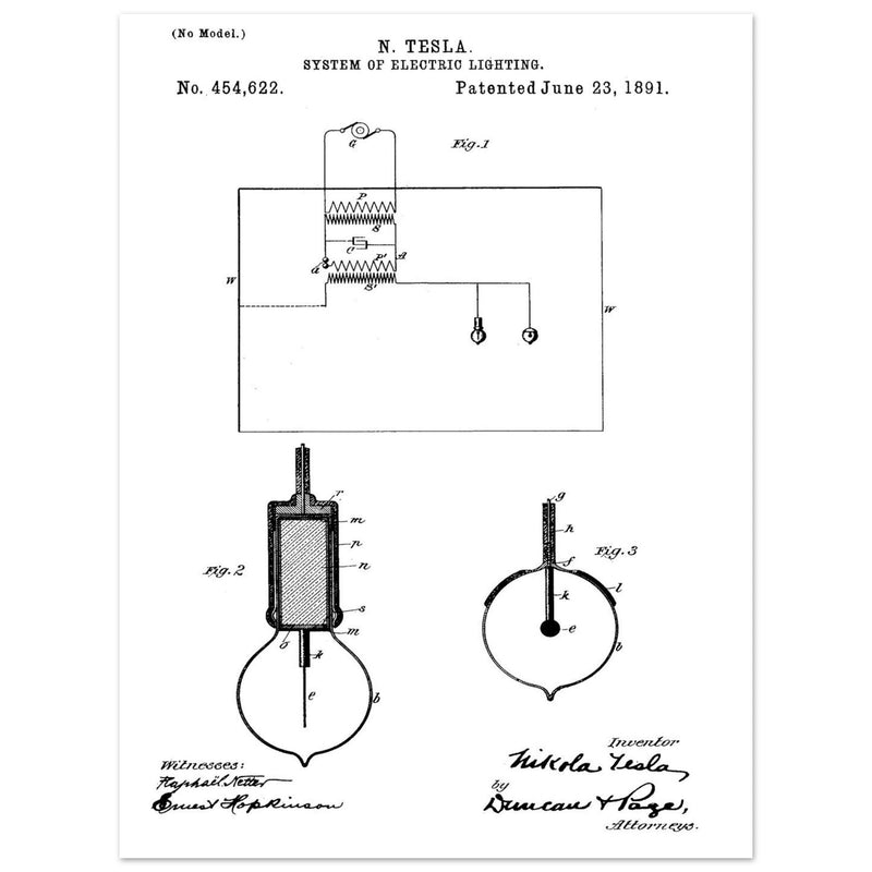 Electric Lighting patent  by Nikola Tesla.