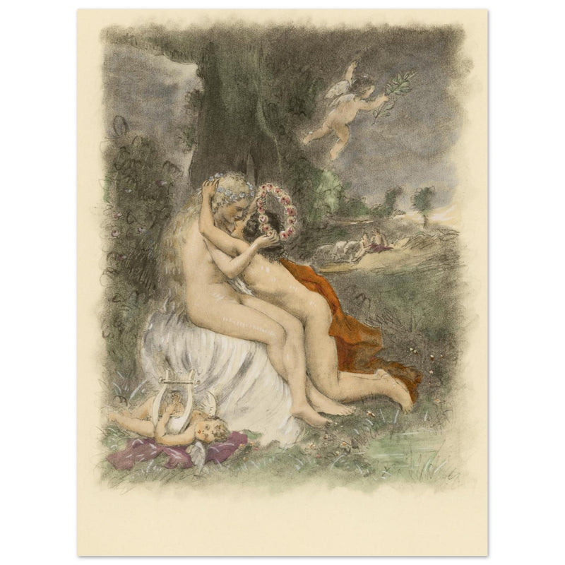 Paul Emile Becat erotic illustration Les Baiseres XX ( The Kisses ) The crown of flowers