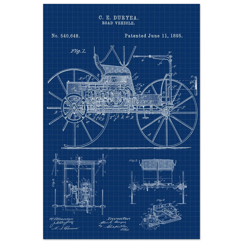Road vehicle patent 540648 1895 by Charles Edgar Duryea. Automobile car history