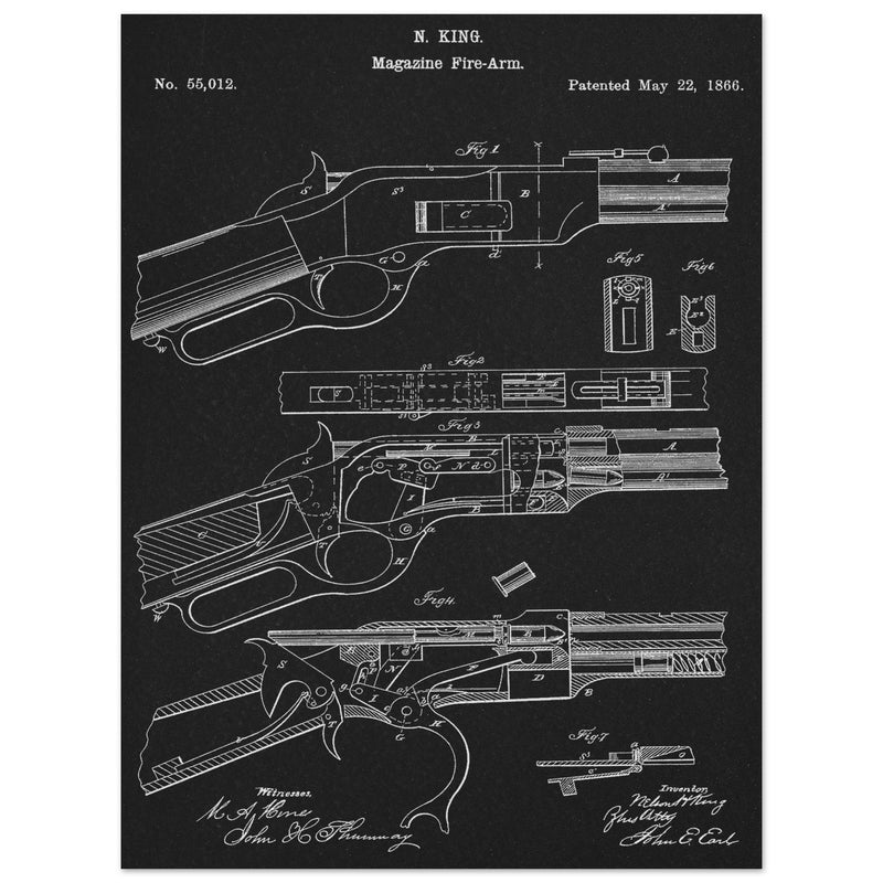 Magazine Fire arm patent 55012 by N kinf.