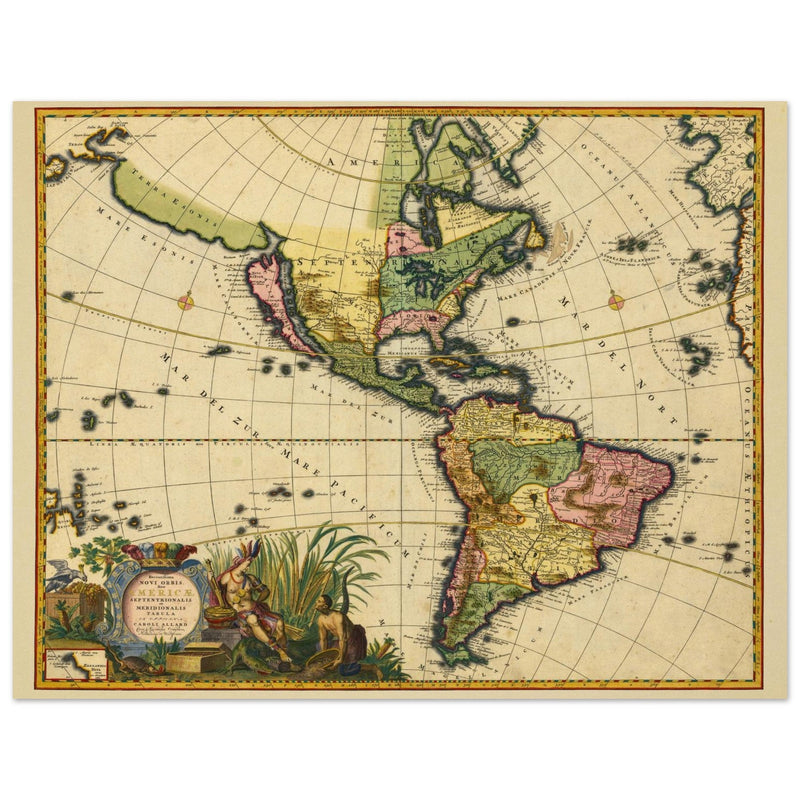 Ancient map of America by Carel Allard. XVII Century.