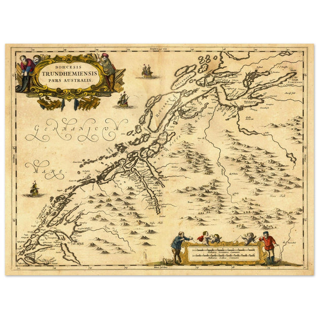 Ancient map of Norway published in the XVII Century by Jan Jansson