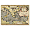Ancient map of Europe and Asia tracing the sea route to Troy across the Mediterranean sea by Abraham Ortelius