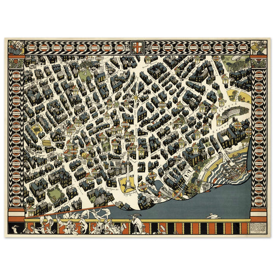 London Theatreland city vintage map 1915 by Gill, Leslie MacDonald.