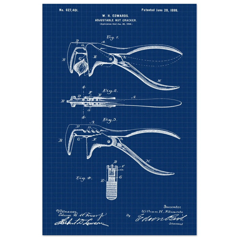 Vintage Adjustable Nut Cracker patent by William H. Edwards.