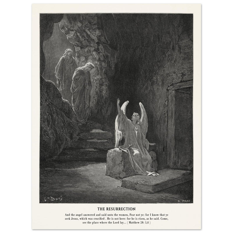 Gustave Dore The Bible engraving print . The Resurrection illustration .