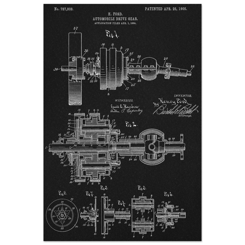 Automobile Drive Gear patent 787908 by Henry Ford. Vintage car