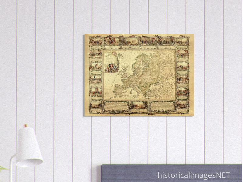 Ancient old map of Europe.  of antique illustrated european map. . XVIII Century