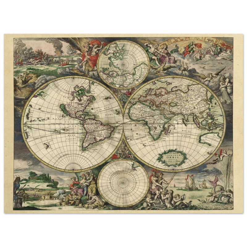 Ancient old world map of 1689 by Gerard van Schagen.