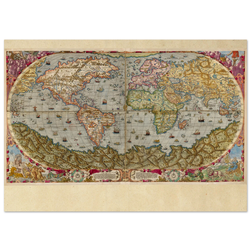 Ancient world map poster reproduction by Andrea Bertelli 1593