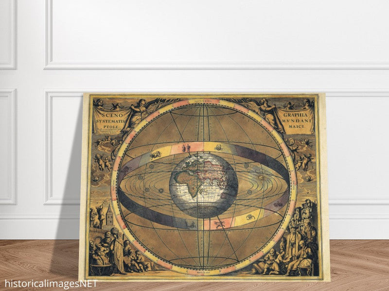 Scenography of the Ptolemaic cosmography by Andreas Cellarius. Cosmographical atlas.