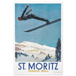 St Moritz vintage travel poster.  Skiing destination