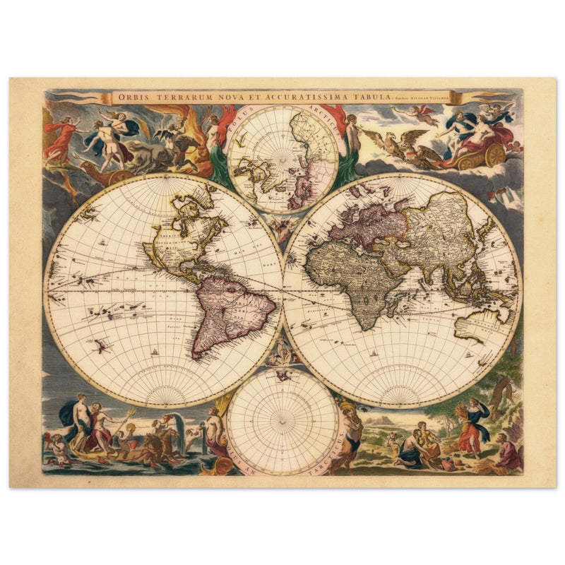 Old world map Orbis Terrarum Nova et Accuratissima Tabula 1658 by  Nicolaes Visscher
