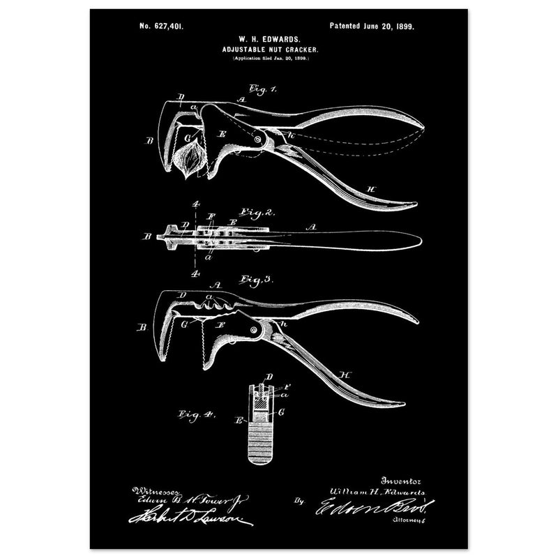 Vintage Adjustable Nut Cracker patent by William H. Edwards.