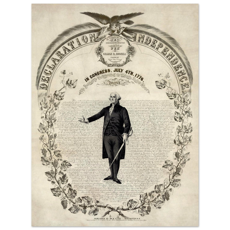 Declaration of Independence of America. George washington manuscript illustration.