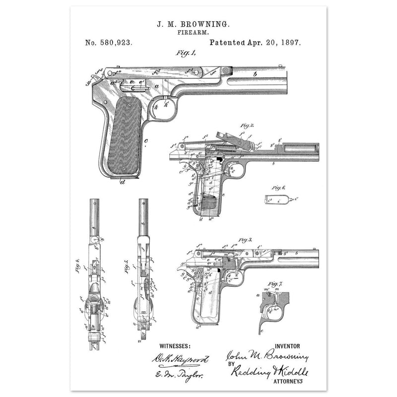 Firearm patent by John Moses Browning 1897 .