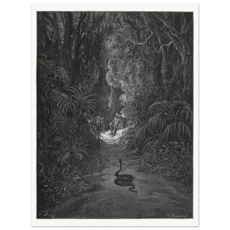 Gustave Dore Paradise Lost. Satan as a serpent in Eden.