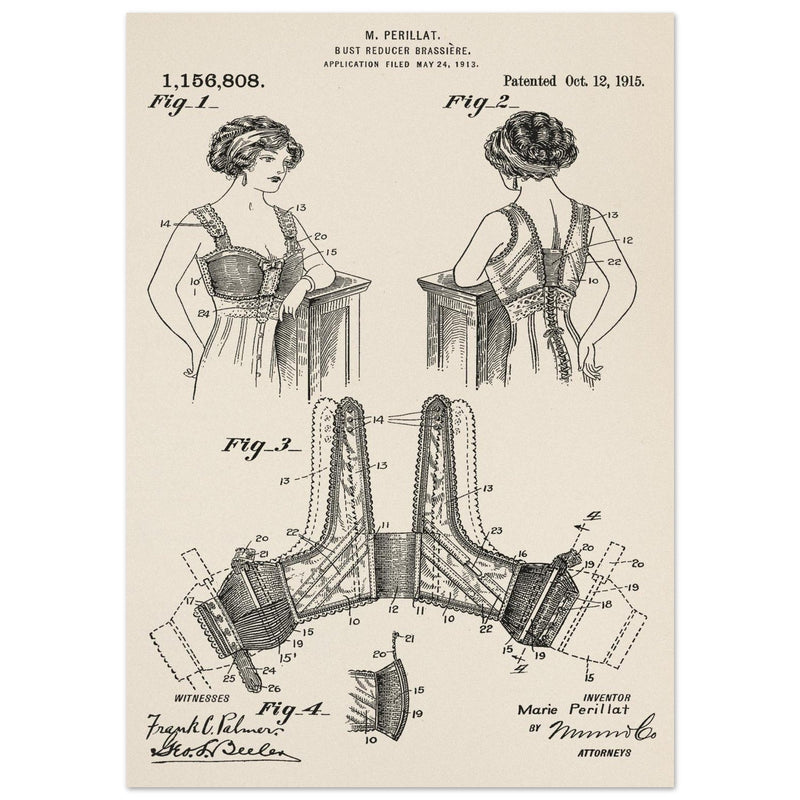 Bust reducer brassiere vintage patent by M Perillat