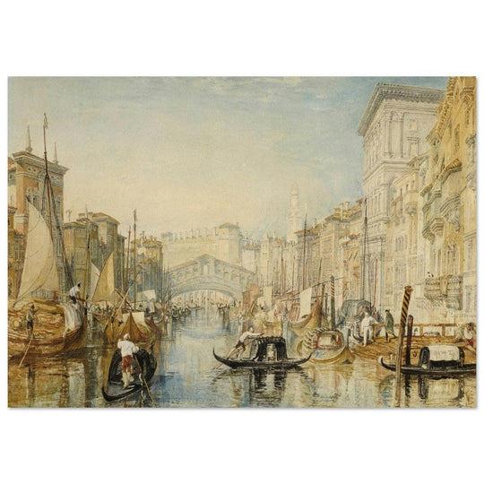 Venice the Rialto bridge in Italy. Antique painting by  Joseph Mallord William Turner.