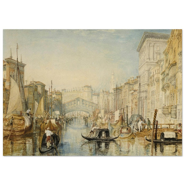 Venice the Rialto bridge in Italy. Antique painting by  Joseph Mallord William Turner.