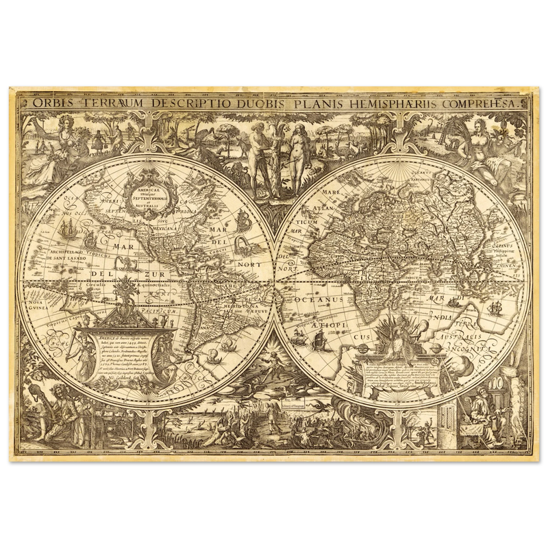 Ancient world map vintage reproduction of the XVII century by Nicolaes Geylekerck