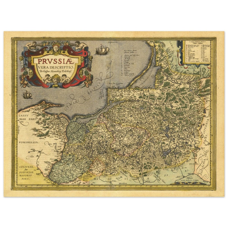 Ancient map of Prussia by Abraham Ortelius. Historic vintage map of 1570.