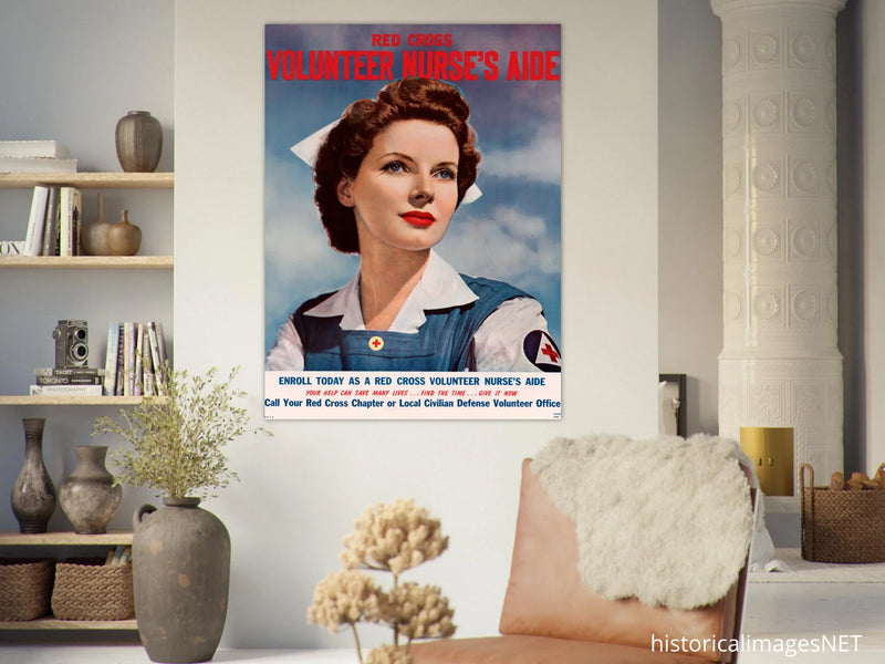 Volunteer nurse's aide vintage II World War poster