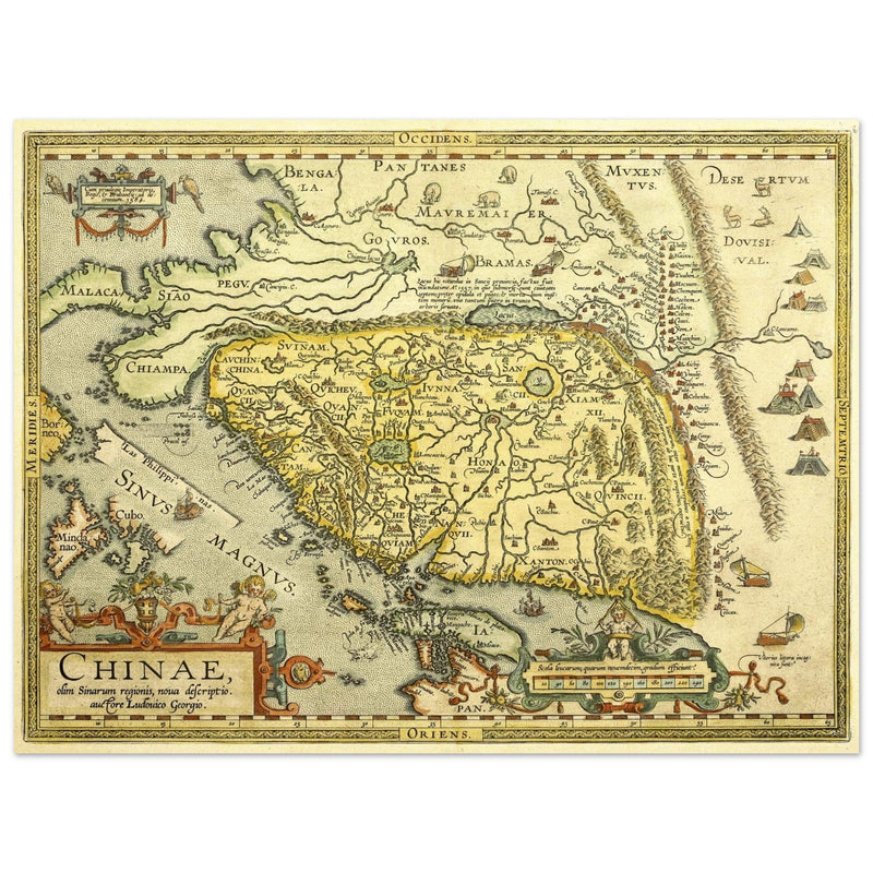 Ancient map of China by Abraham Ortelius XVI Century.
