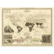 Carnivore animals distribution vintage map . World map print by Alexander Keith Johnston
