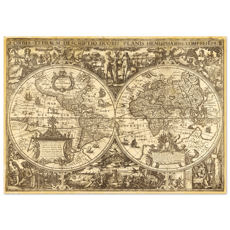 Ancient world map vintage reproduction of the XVII century by Nicolaes Geylekerck