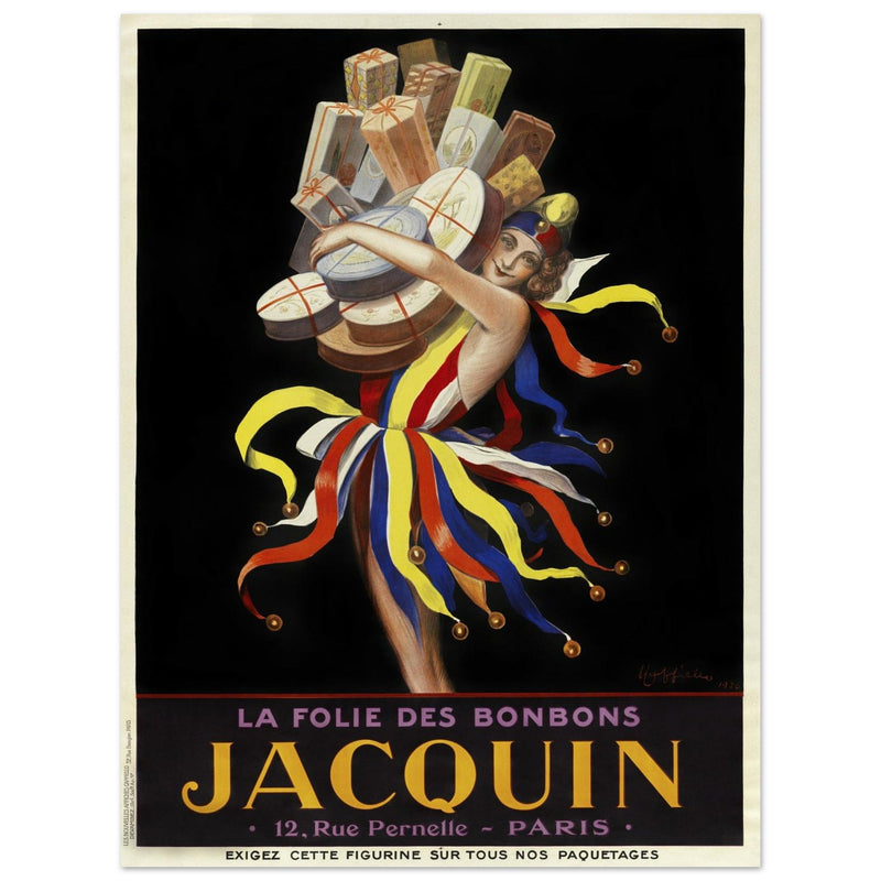 La Folie des Bonbons Jacquin THe jester of bonbons vintage advertising by Leonetto Cappiello.