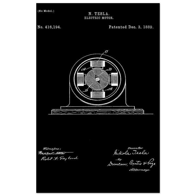 Electric Motor  patent 416194 by Nikola Tesla.