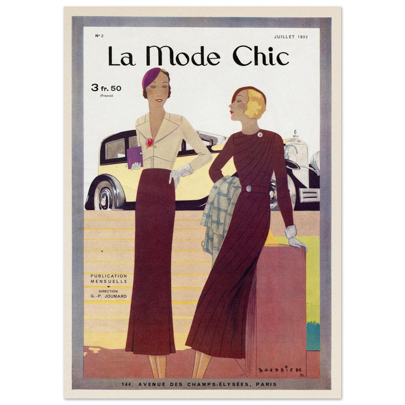 La Mode Chic old vintage fashion magazine cover from the 30s. July 1933.