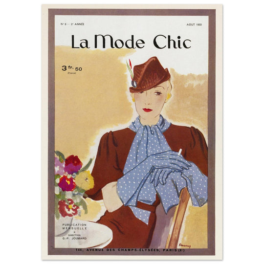 La Mode Chic old vintage fashion magazine cover from the 30s. August 1933.