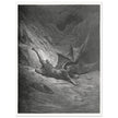Gustave Dore Paradise Lost engraving . Satan wounded in battle experiences pain for the first time.