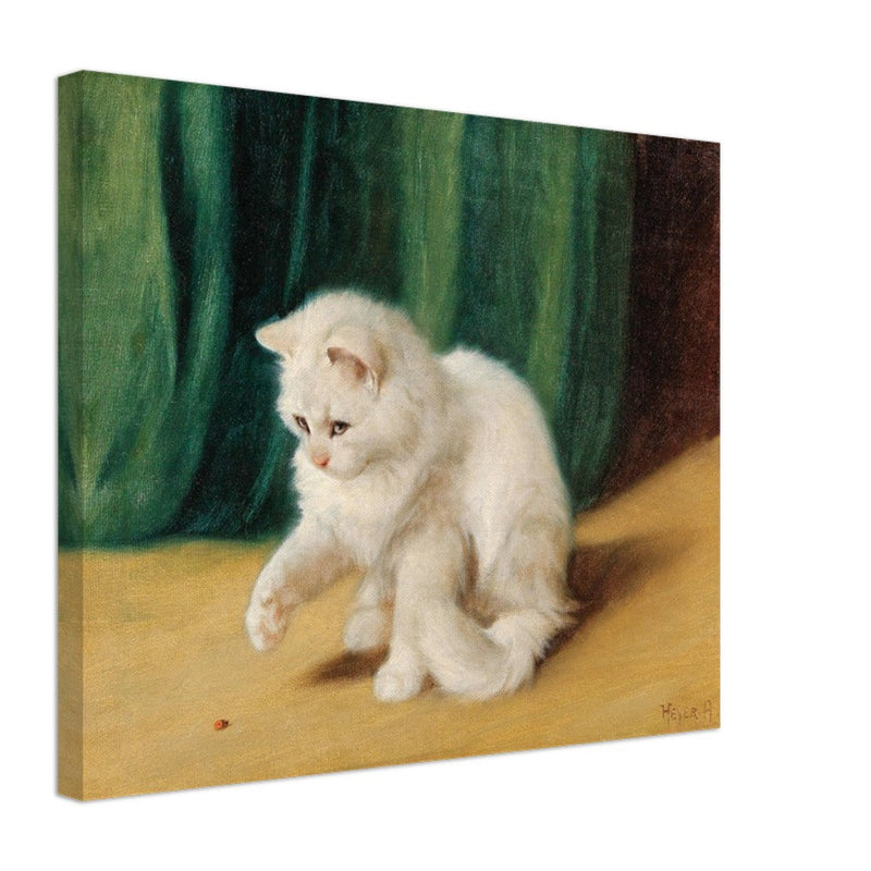 Cat with Ladybird old painting by Arthur Heyer.